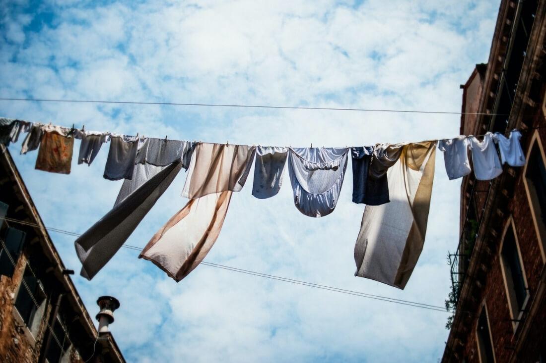 Cleaning techniques that damage men's briefs underwear - mens underwear hanging on the washing line