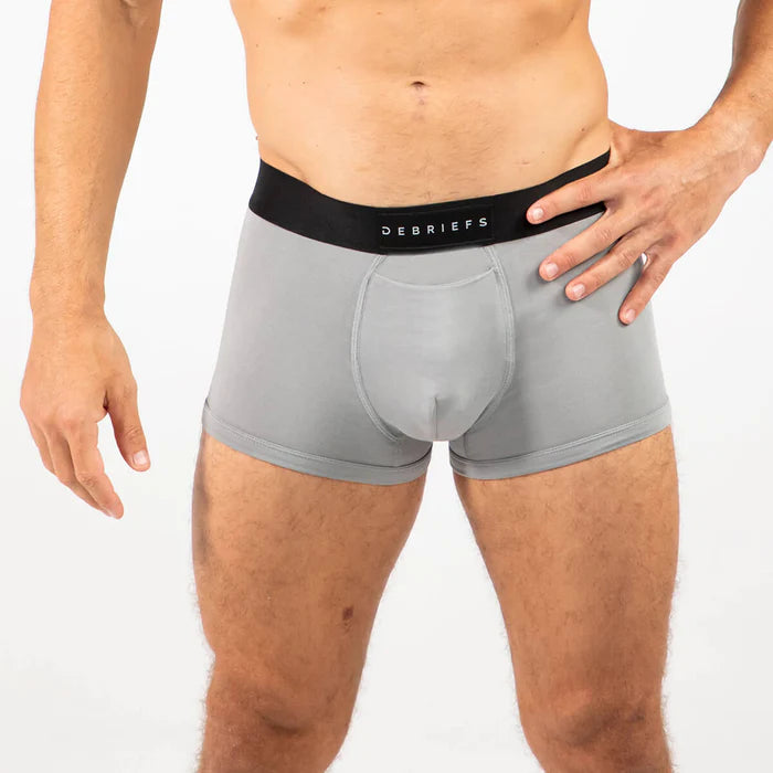 Man wearing grey Debriefs trunks underwear
